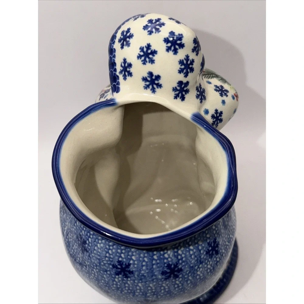 Polish Pottery Kalich SANTA CLAUS WITH BAG  Boleslawiec Artisan Table Cardinals